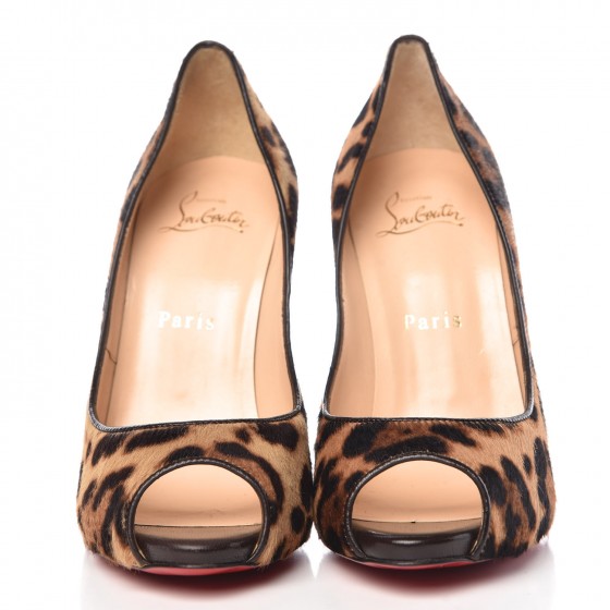Pony Hair Leopard Print Maryl 120 Platform Peep Toe Pumps 36