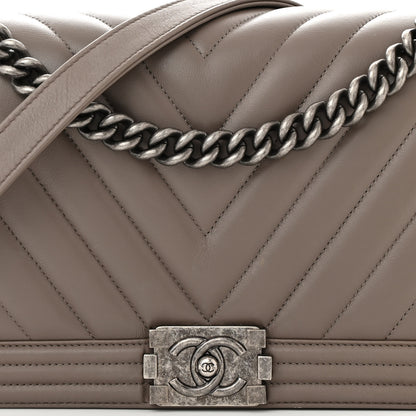 Chanel Lambskin Chevron Medium Boy Flap Taupe 8 of 11
