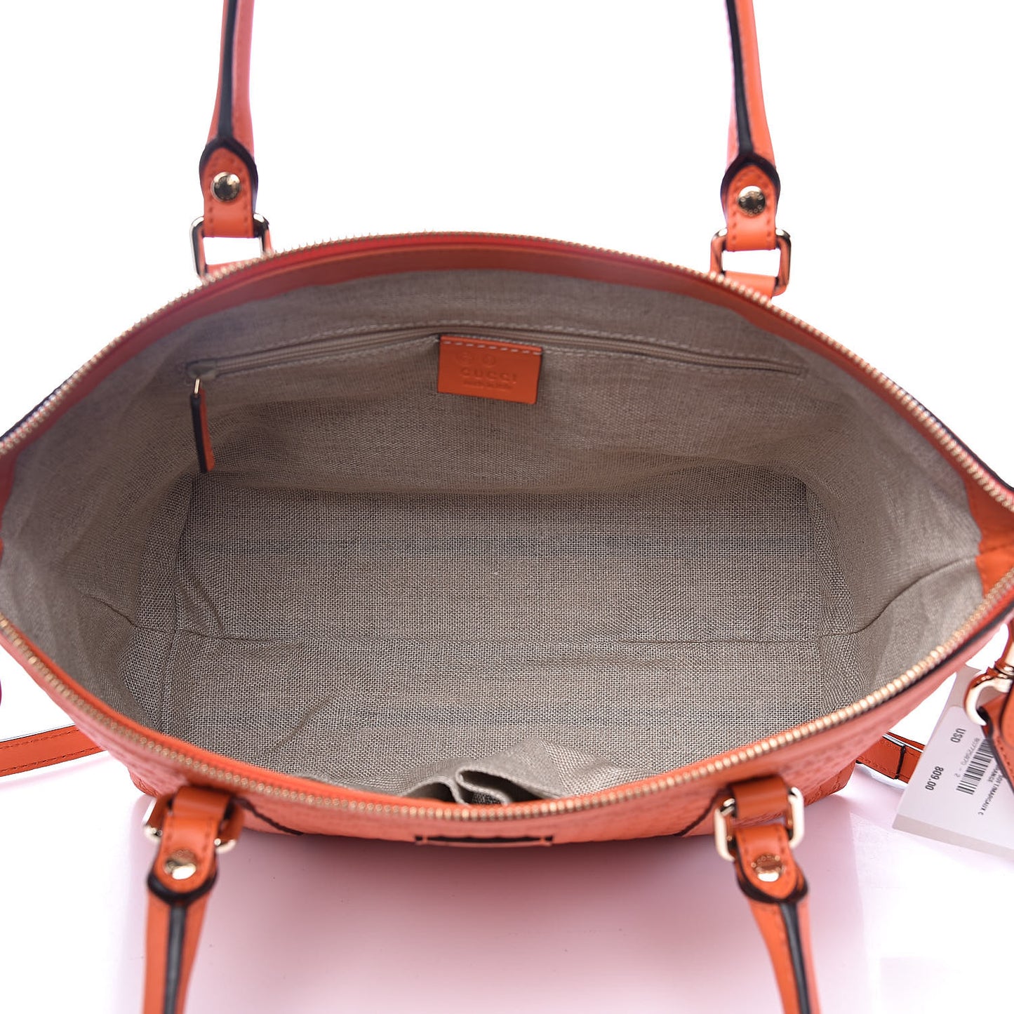 Soft Microguccissima Small Zippered Satchel Sun Orange
