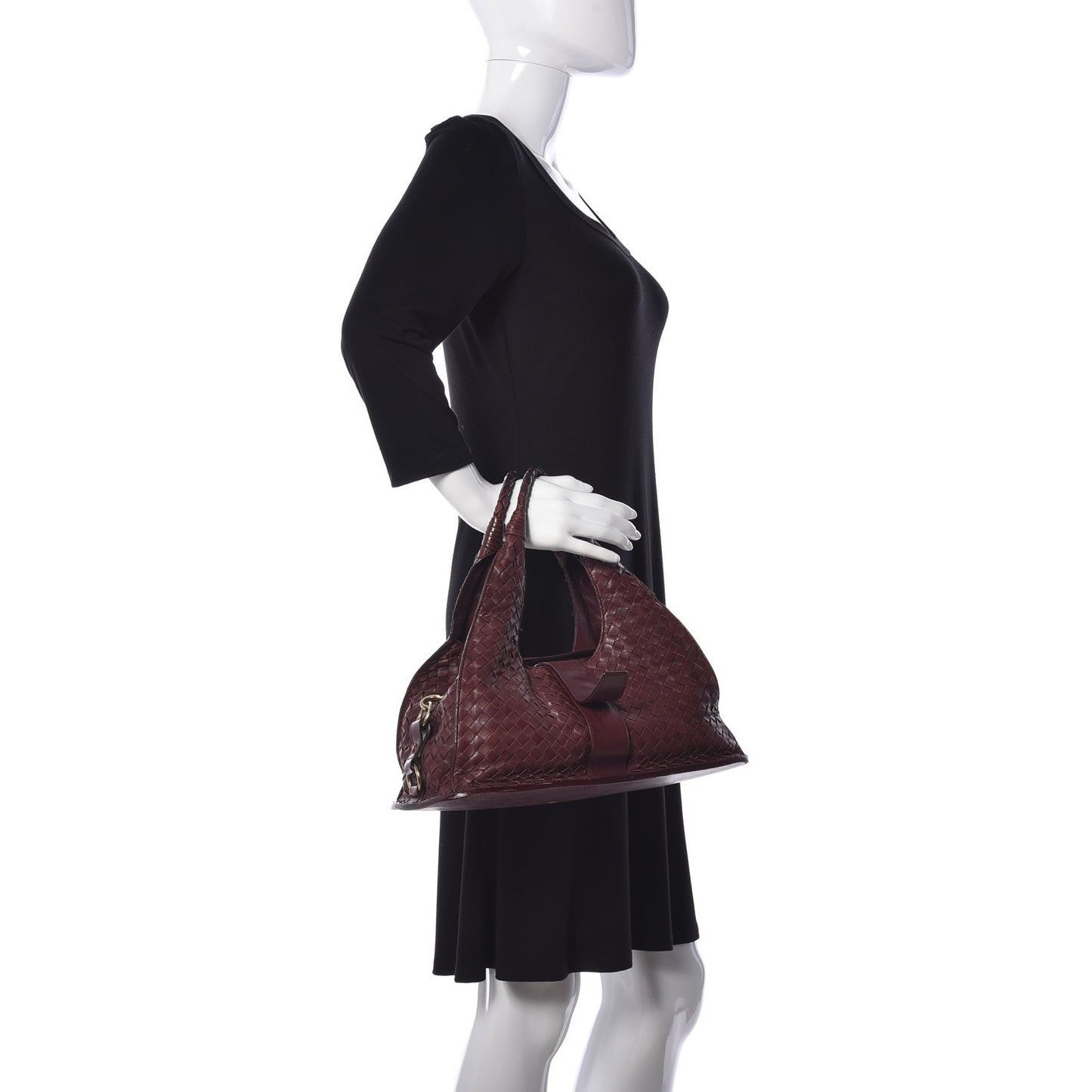 Nappa Intrecciato Shoulder Bag Dark Red