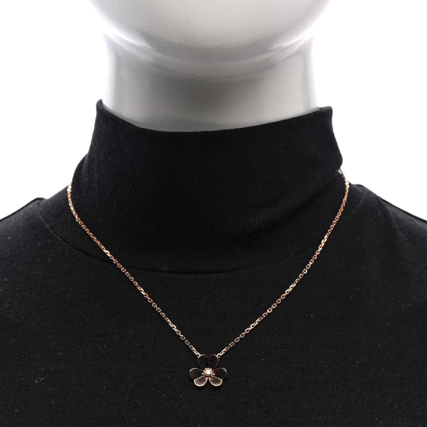 Van Cleef & Arpels 18K Rose Gold Diamond Small Frivole Pendant Necklace 2 of 5