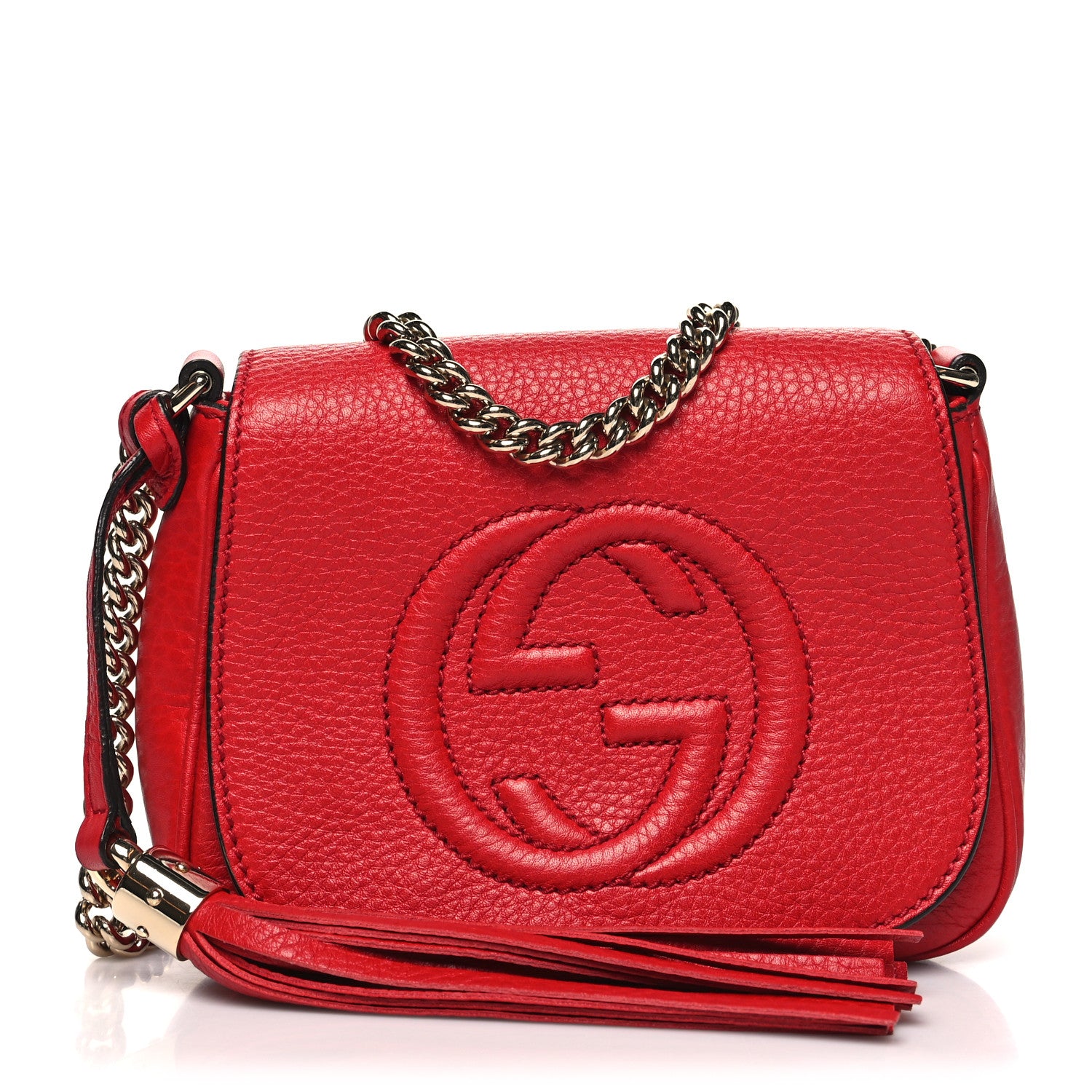 Gucci Pebbled Calfskin Small Soho Flap Crossbody Red 1 of 11