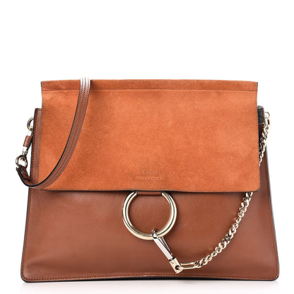 Chloe Suede Calfskin Medium Faye Shoulder Bag Tobacco 1 of 7