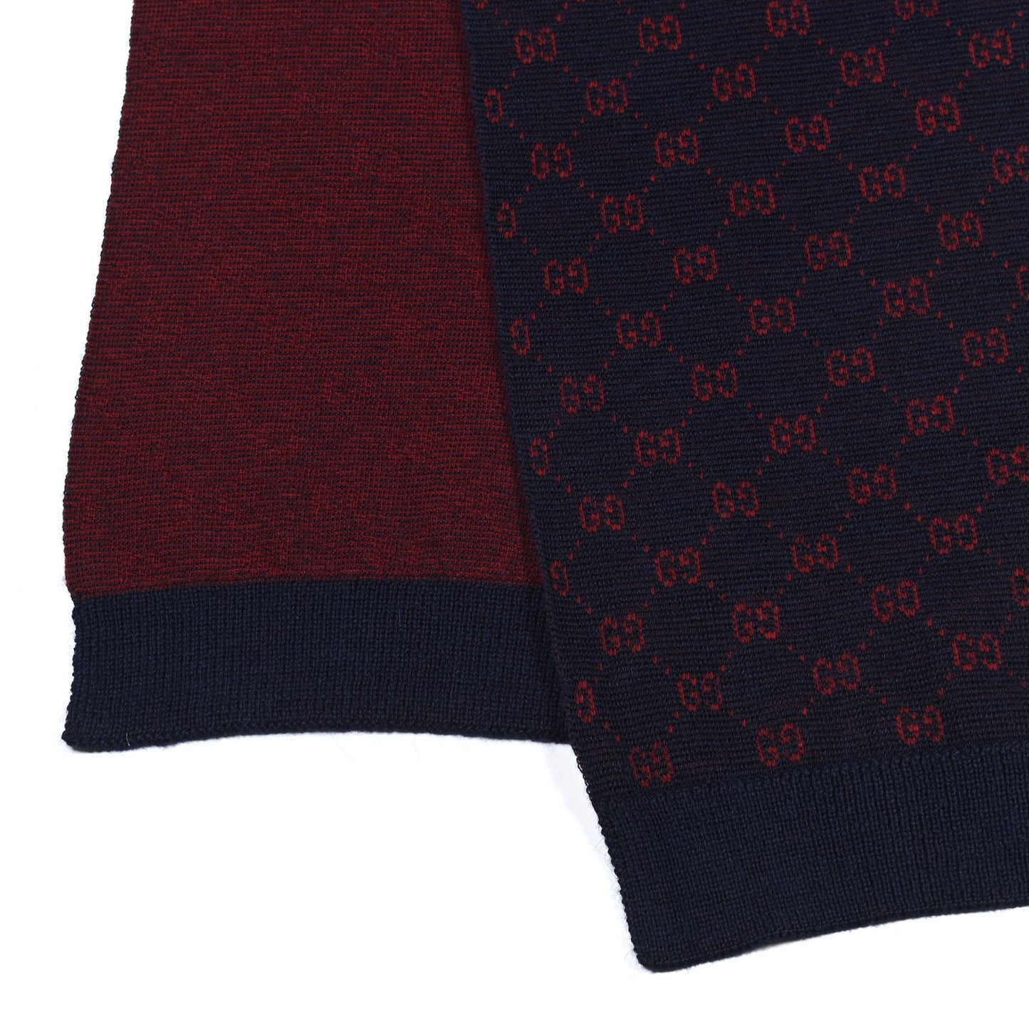 Alpaca Wool Knit GG Monogram Hog Scarf Navy Red