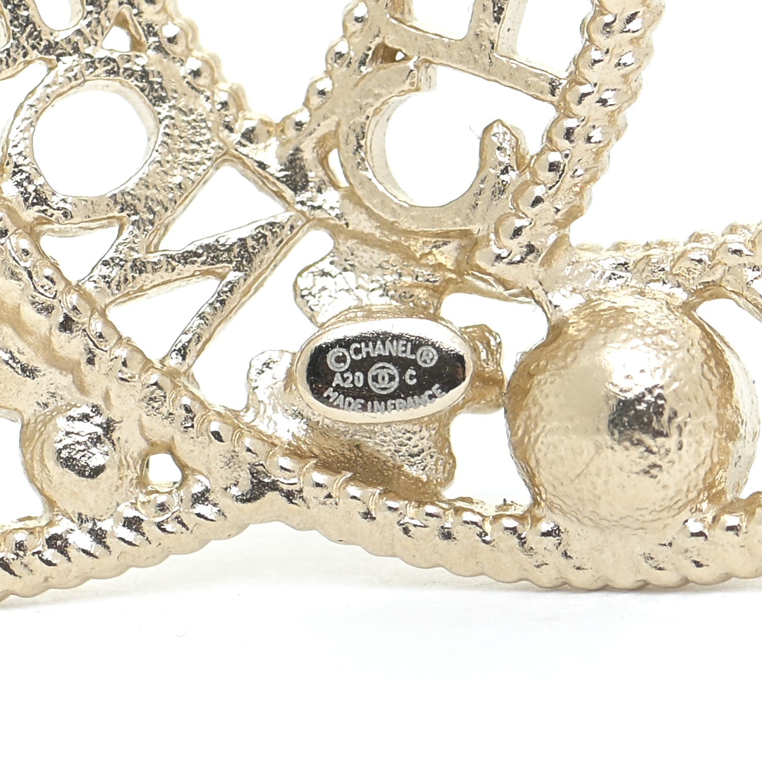 Chanel Crystal Pearl Chanel Charms CC Logo Brooch Gold 4 of 5