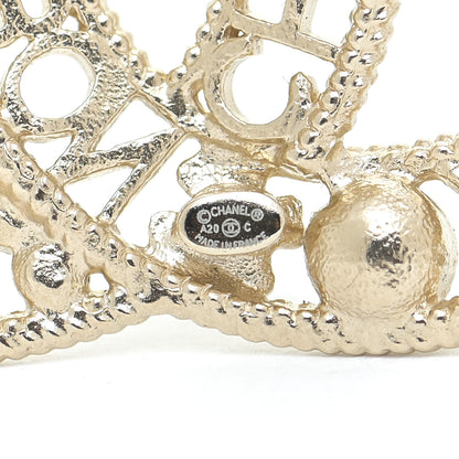 Chanel Crystal Pearl Chanel Charms CC Logo Brooch Gold 4 of 5