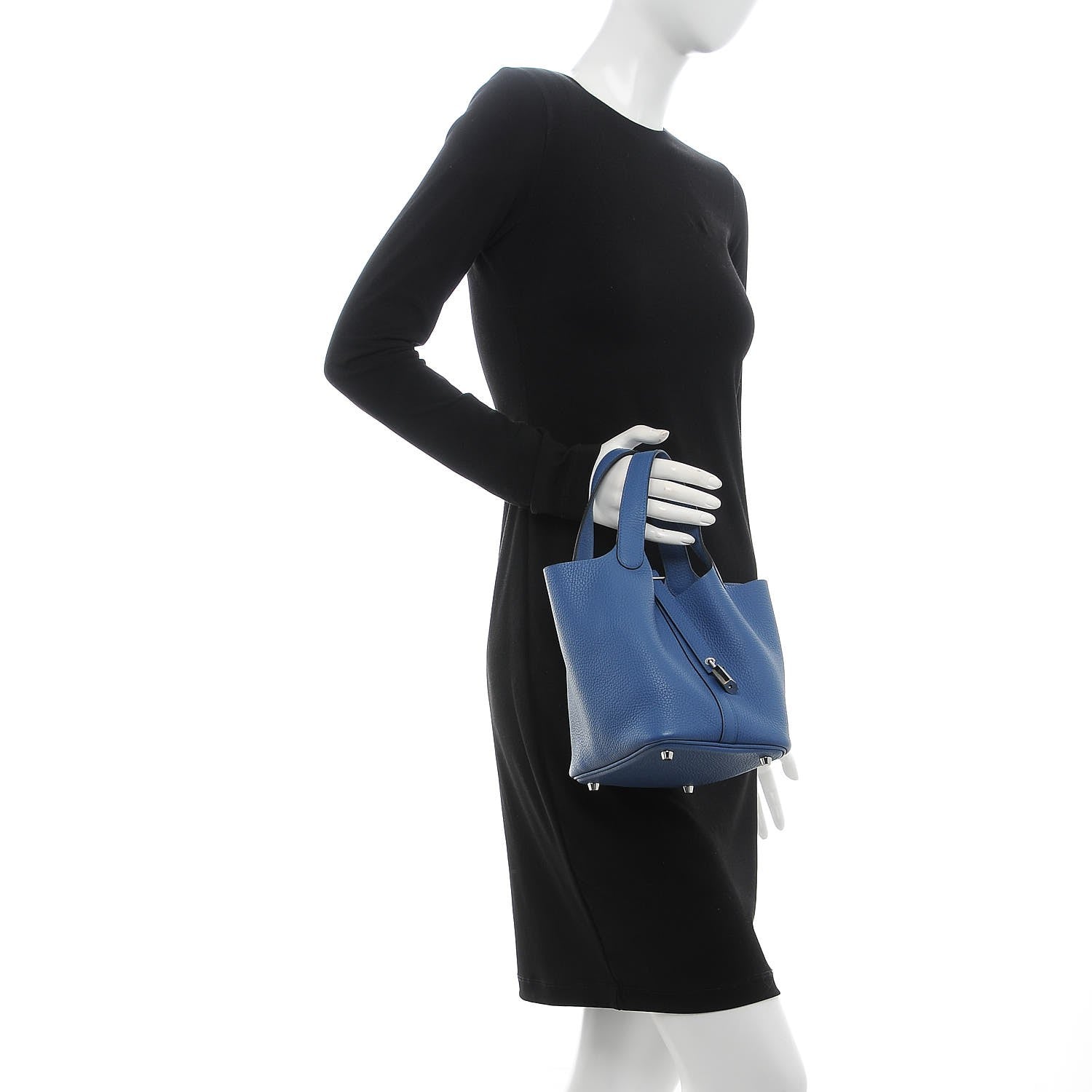 Hermes Taurillon Clemence Picotin Lock 18 PM Bleu Agate 2 of 7