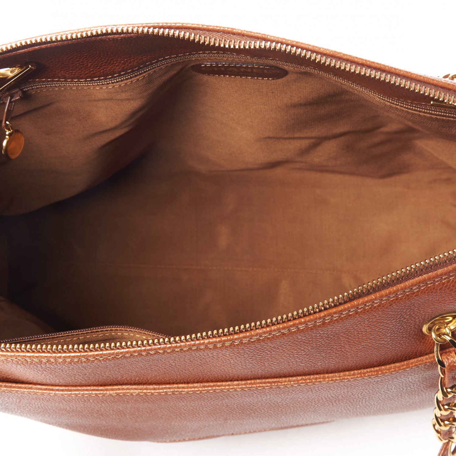 Chanel Caviar Large CC Shoulder Bag Light Brown 7 of 12