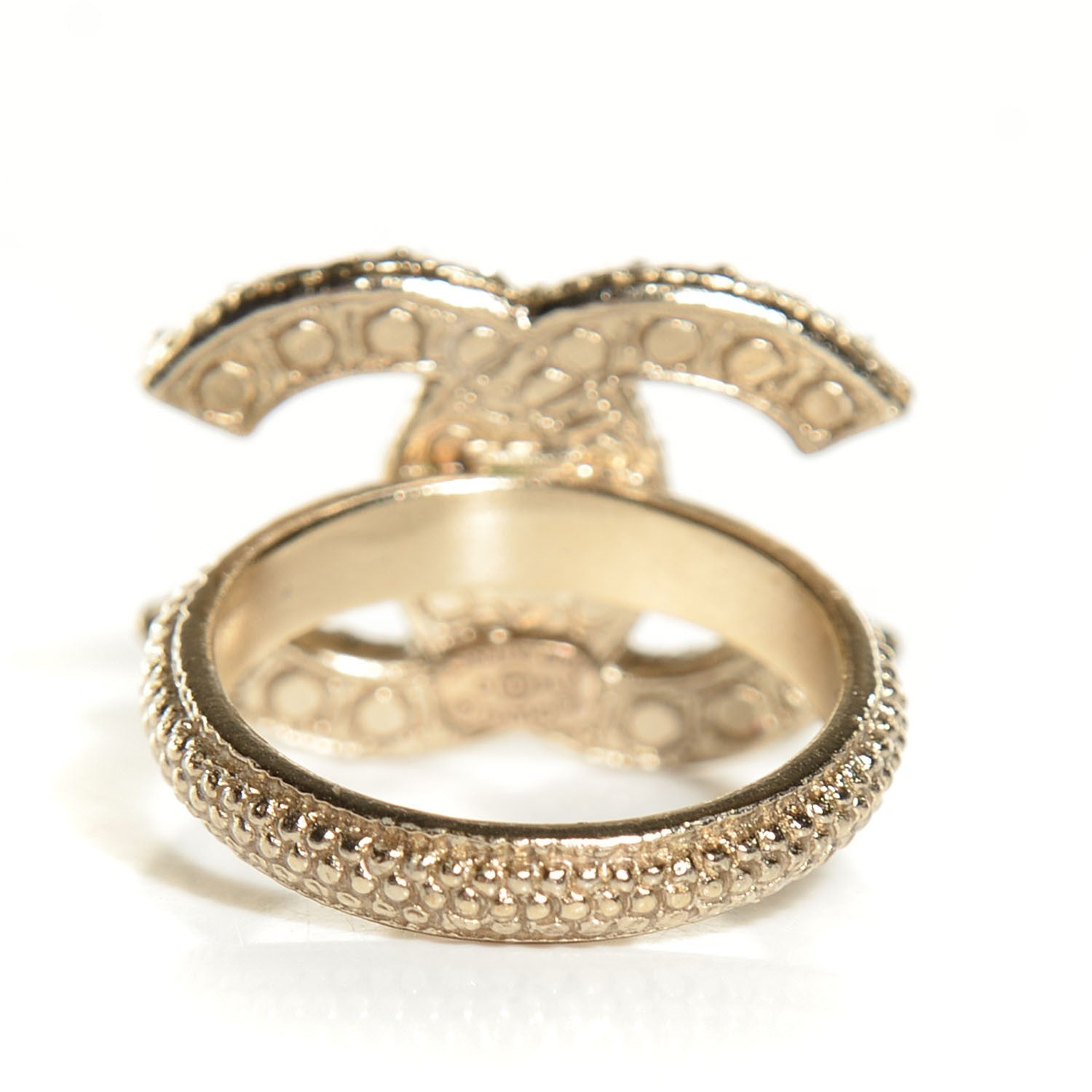 Chanel Pearl Crystal CC Ring 7 Gold 3 of 4