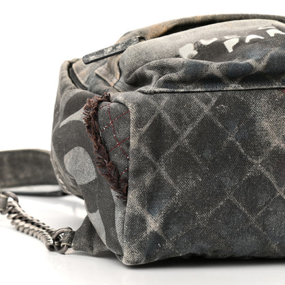 Chanel Graffiti Printed Canvas Medium Backpack Black 8 of 9