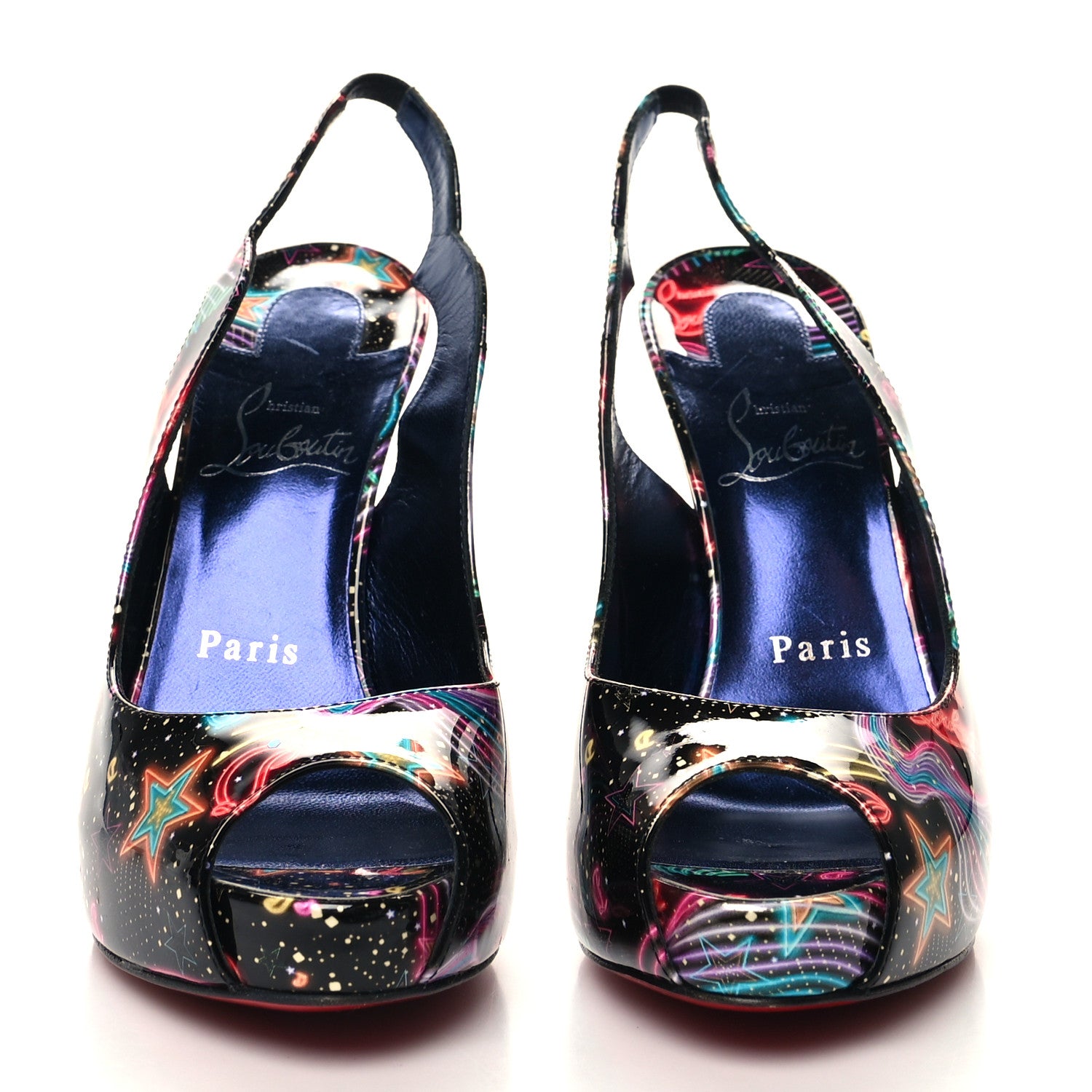 Christian Louboutin Patent Starlight Hot Chick Slingback Alta 120 Pumps 37 Multicolor 2 of 10