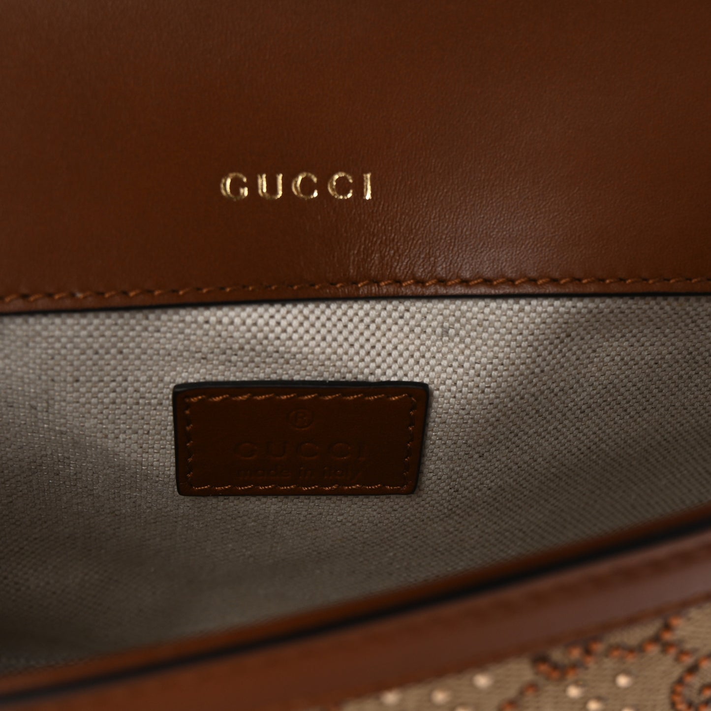 New Canvas Charisma Calfskin Crystal GG Monogram Mini Horsebit 1955 Shoulder Bag Camel Ebony