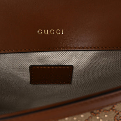 Gucci New Canvas Charisma Calfskin Crystal GG Monogram Mini Horsebit 1955 Shoulder Bag Camel Ebony 6 of 10