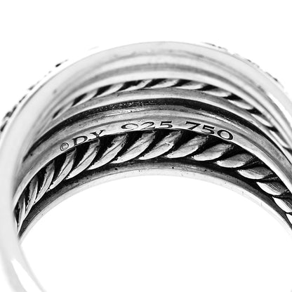 David Yurman Sterling Silver 18K Yellow Gold Diamond Midnight Melange Cable Ring 60/9 4 of 5
