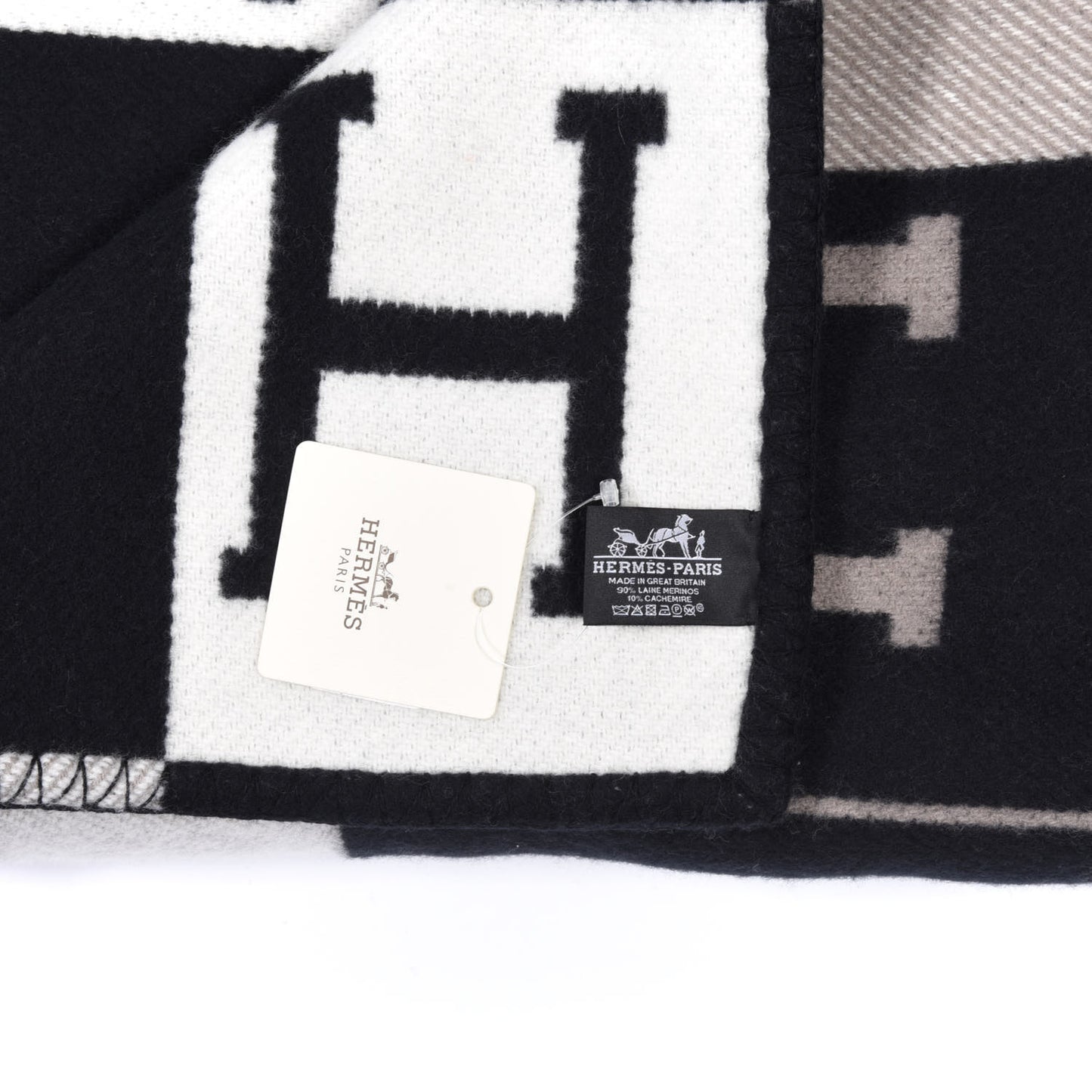 Wool Cashmere Avalon III Blanket Ecru Black