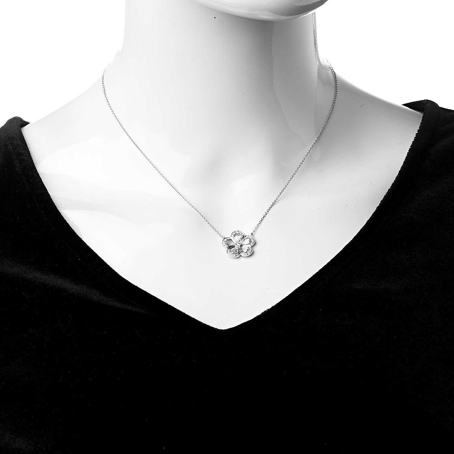 Tiffany Platinum Diamond Enchant Flower Pendant Necklace 2 of 7