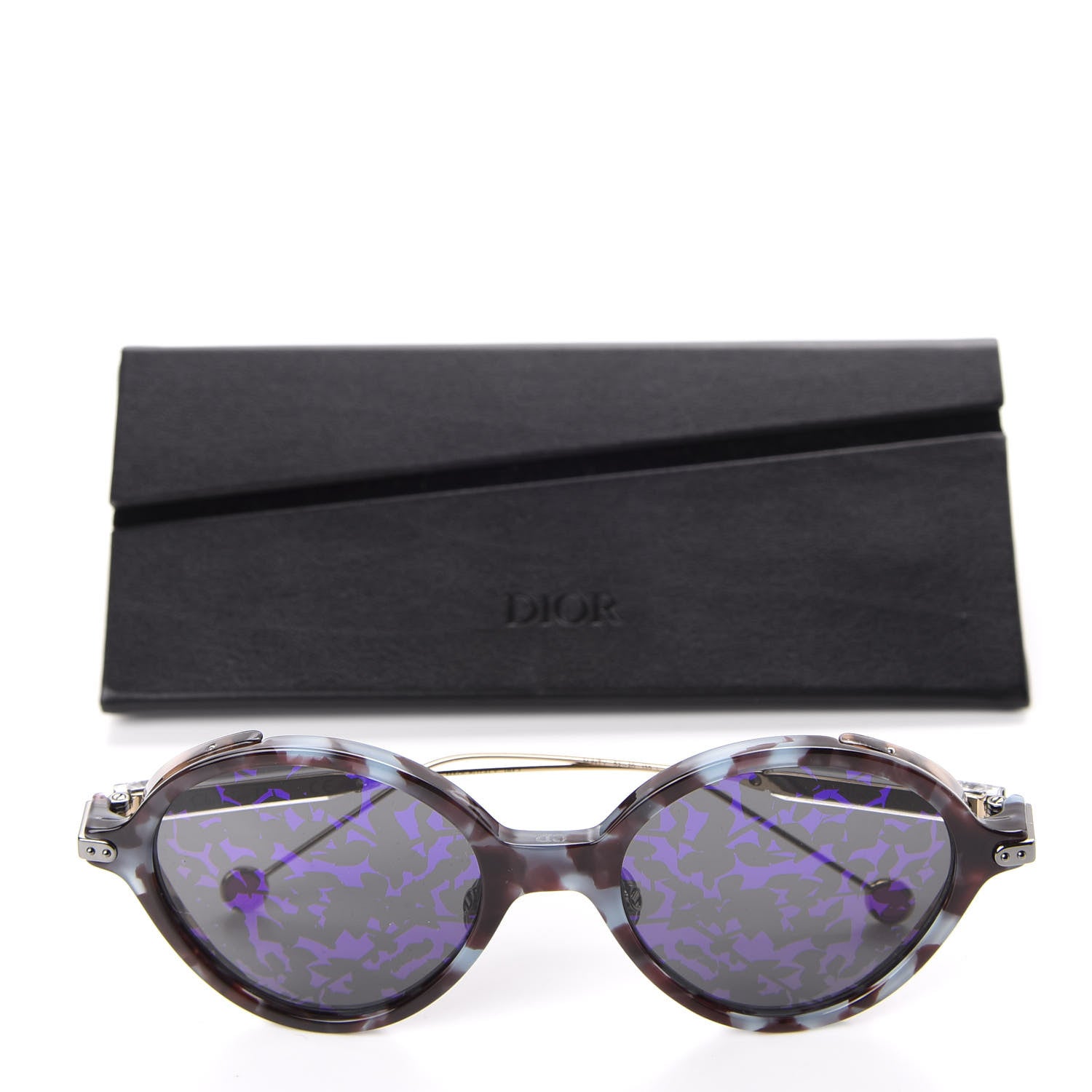 Christian Dior Acetate Leaf Print Umbrage Round Sunglasses Purple Foliage 7 of 7