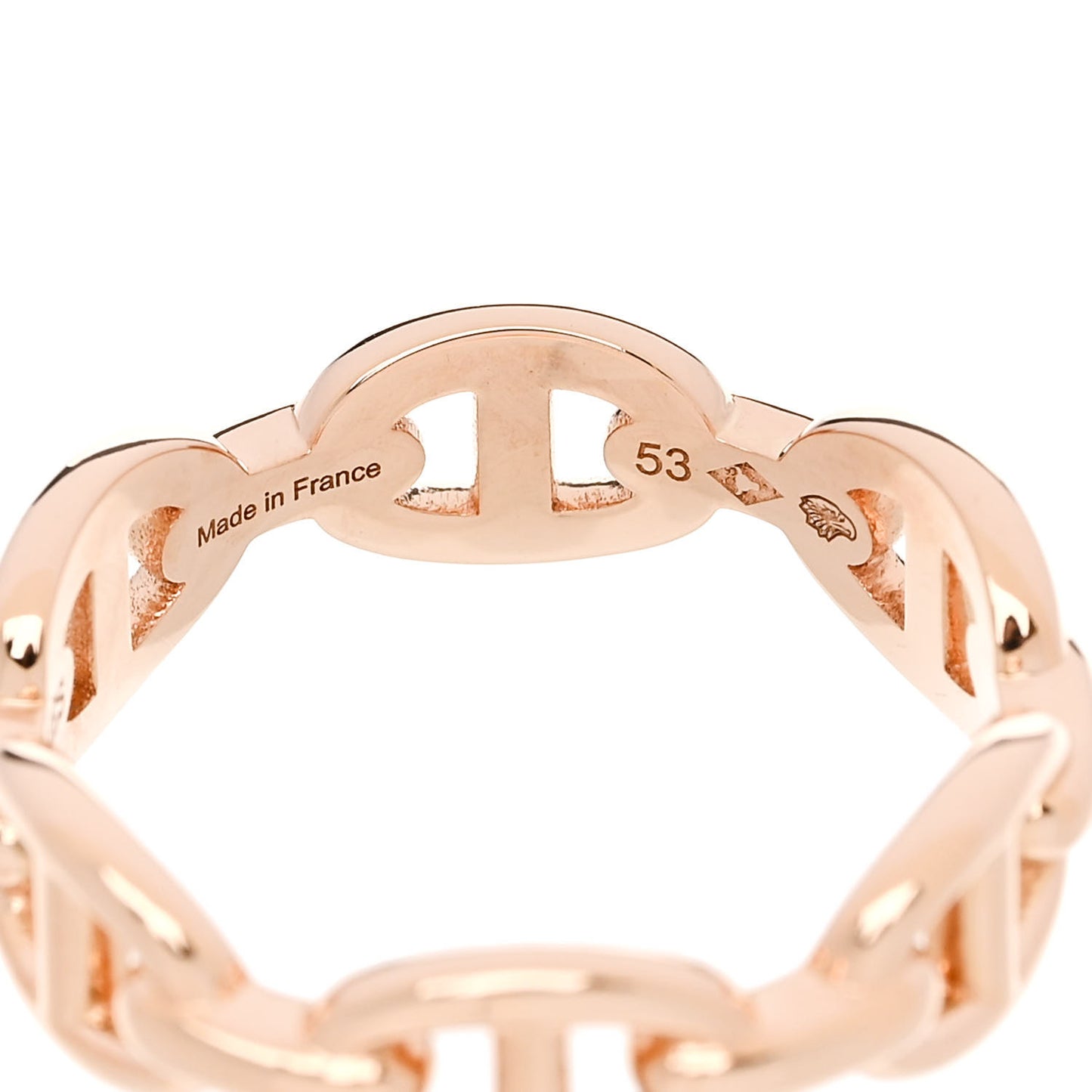 18K Rose Gold PM Chaine d'Ancre Enchainee Ring 53 6.5