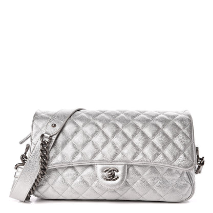 Chanel Metallic Calfskin Quilted Medium Casual Rock Flap Silver 1 of 11