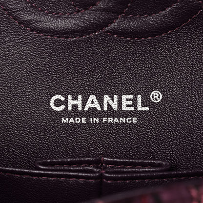 Chanel Tweed Quilted Medium Double Flap Dark Purple 6 of 11
