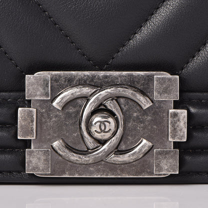 Chanel Calfskin Chevron Quilted Large Boy Flap Black 9 of 10
