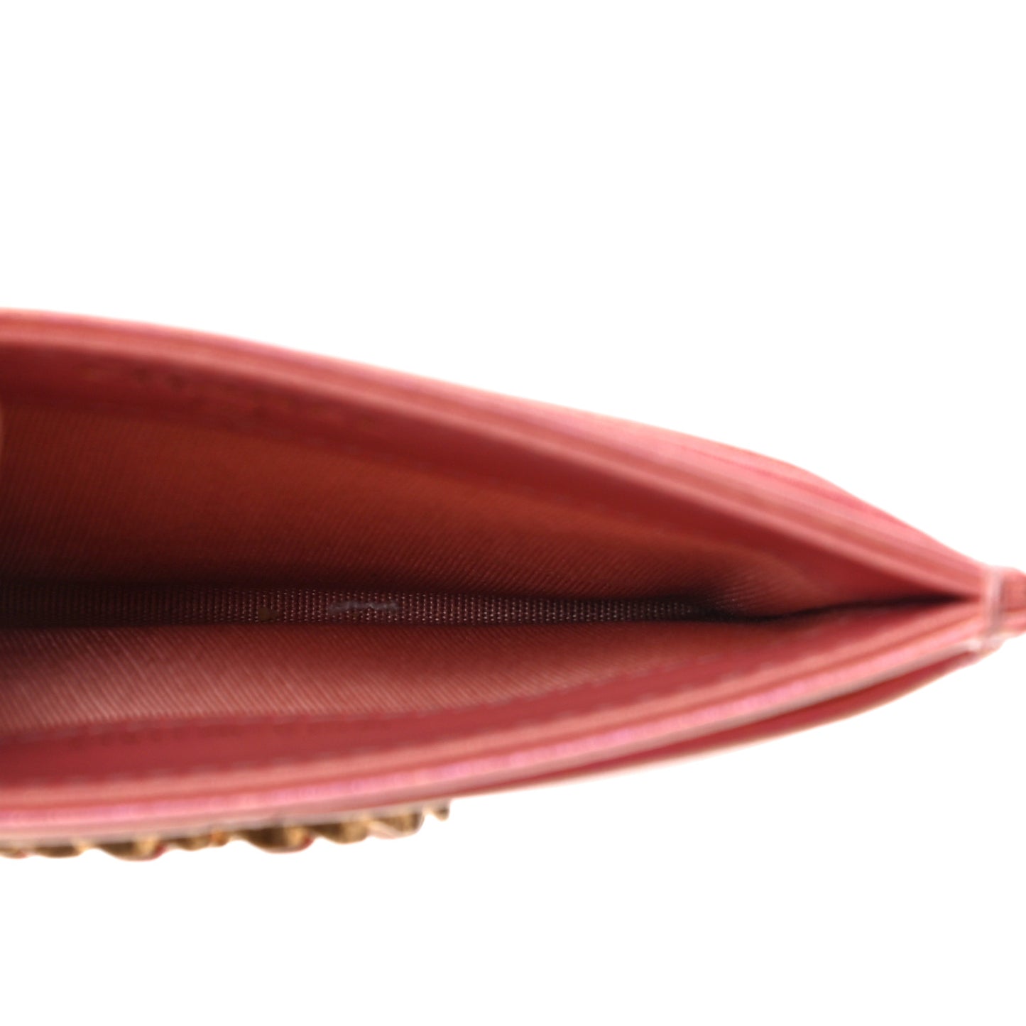 Iridescent Calfskin Quilted Chanel 19 Card Holder Pink