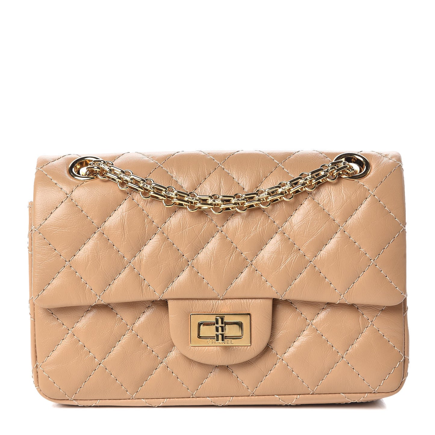 Aged Calfskin Quilted 2.55 Reissue Mini Flap Beige