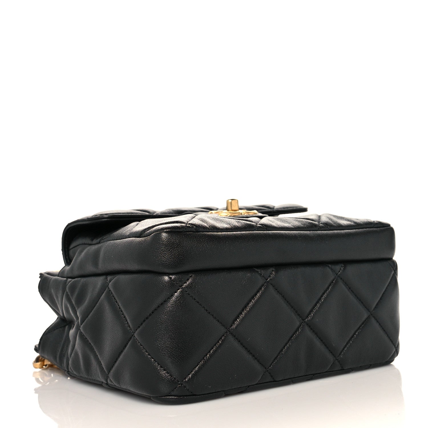 Chanel Lambskin Quilted Small Drawstring Shopping Bag With Flap Black 4 of 12