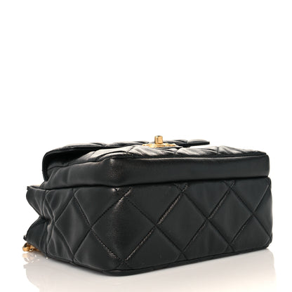 Chanel Lambskin Quilted Small Drawstring Shopping Bag With Flap Black 4 of 12