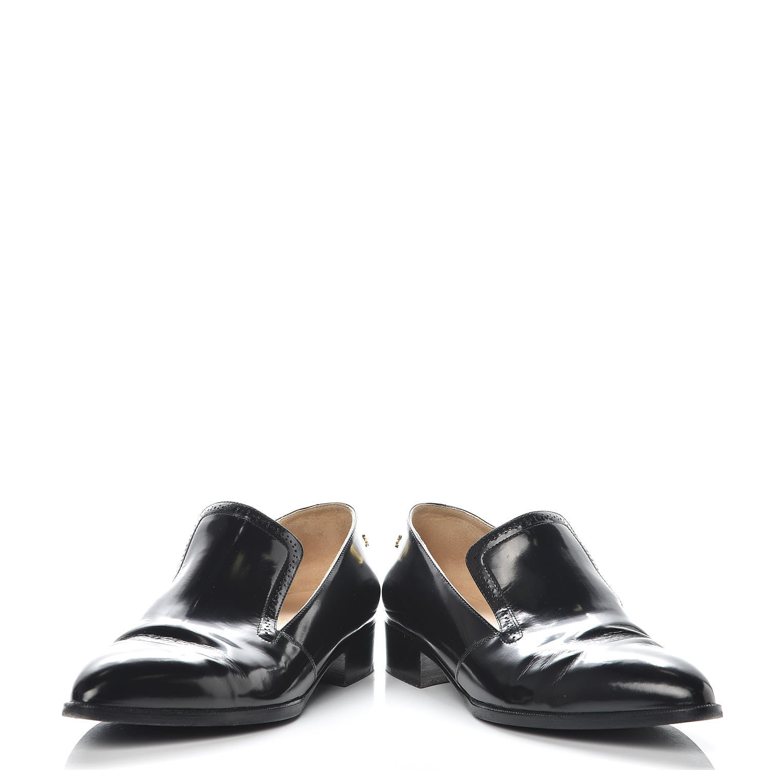 Chanel Glazed Calfskin CC Loafers 38 Black 6 of 14