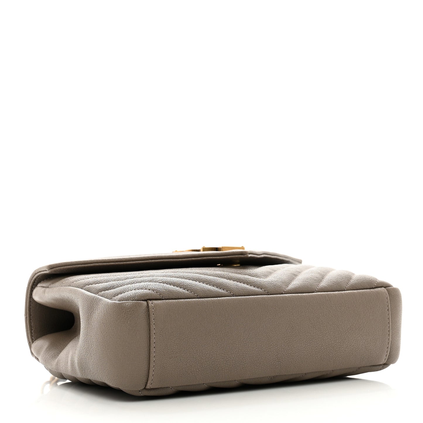 Sheepskin Matelasse Chevron Monogram Medium College Bag Greyish Brown