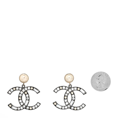Chanel Crystal Baguette Pearl Bright Young Things CC Drop Earrings Silver 2 of 4