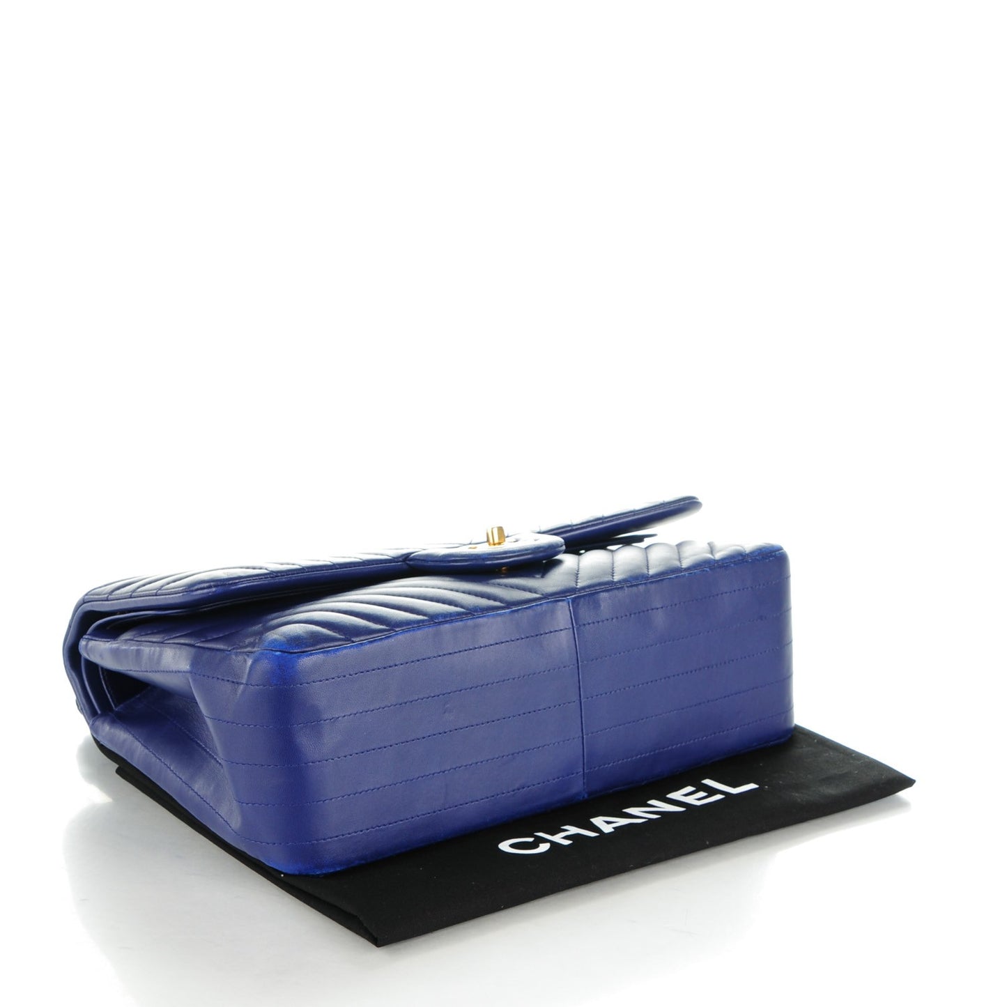 Lambskin Chevron Quilted Jumbo Double Flap Blue