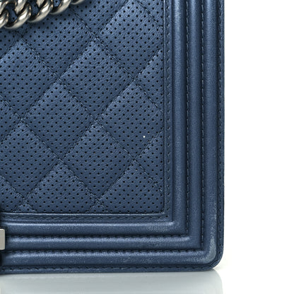Chanel Perforated Lambskin Quilted New Medium Boy Flap Blue 11 of 18