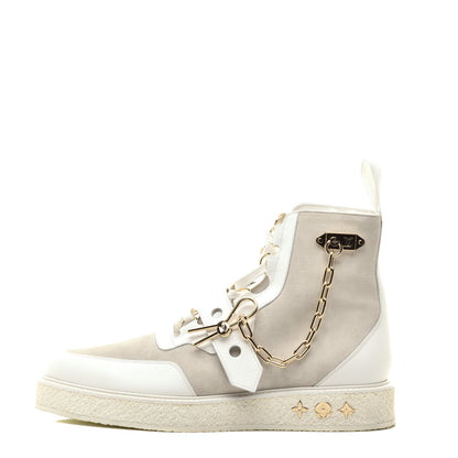 Louis Vuitton Calfskin Suede Mens Creeper Ankle Boots 10 White 1 of 10