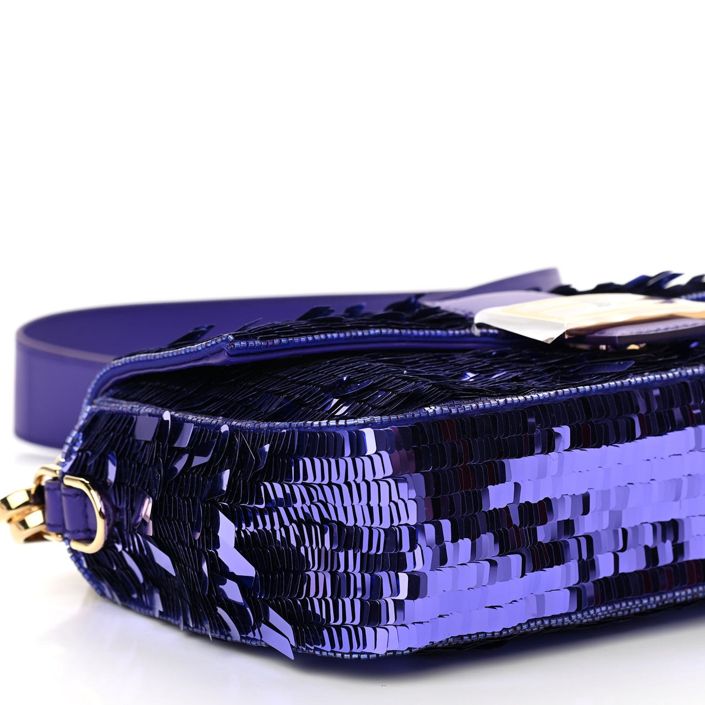 Sequin Paillettes Shiny Nappa Sex and the City Baguette Viola Purple Rain