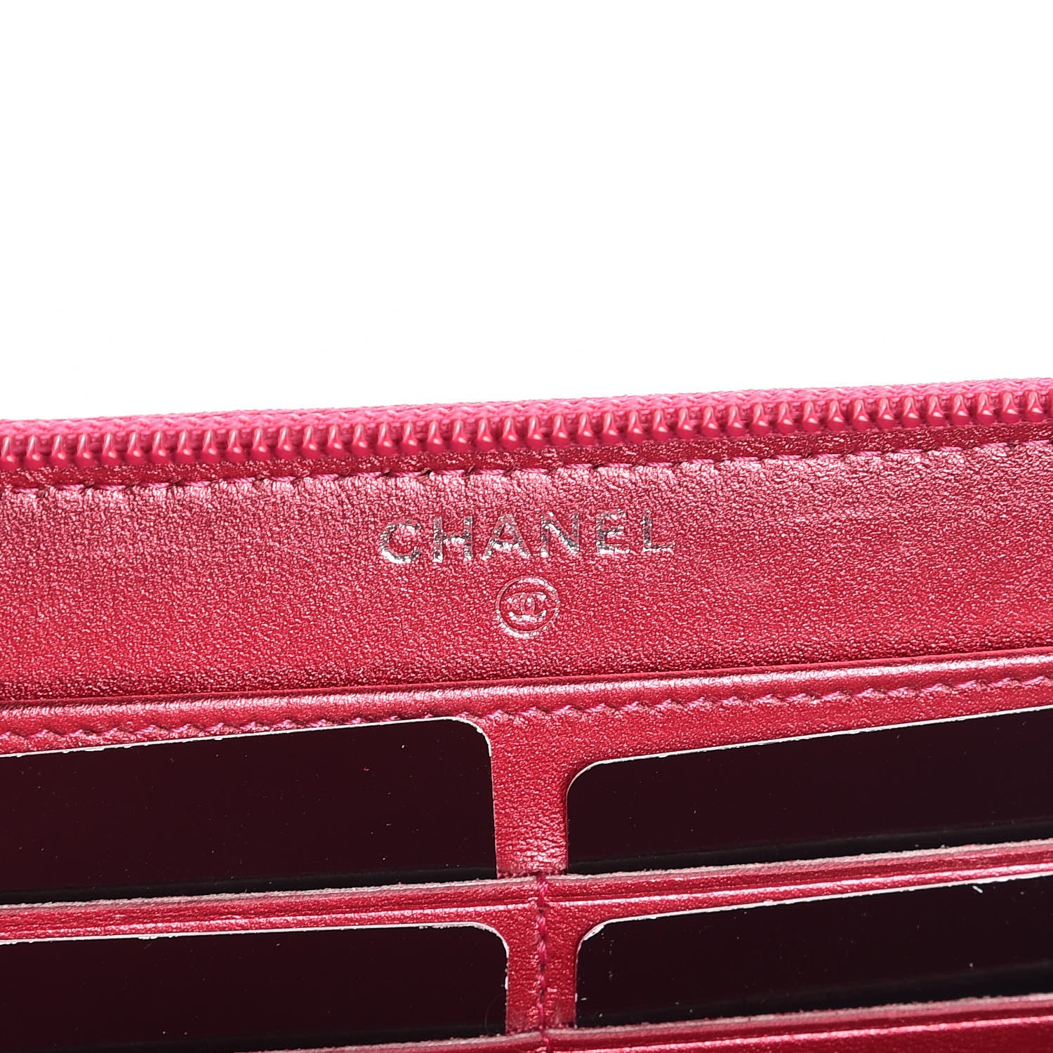 Chanel Metallic Patent Calfskin Quilted Boy L-Gusset Zip Wallet Pink 6 of 9