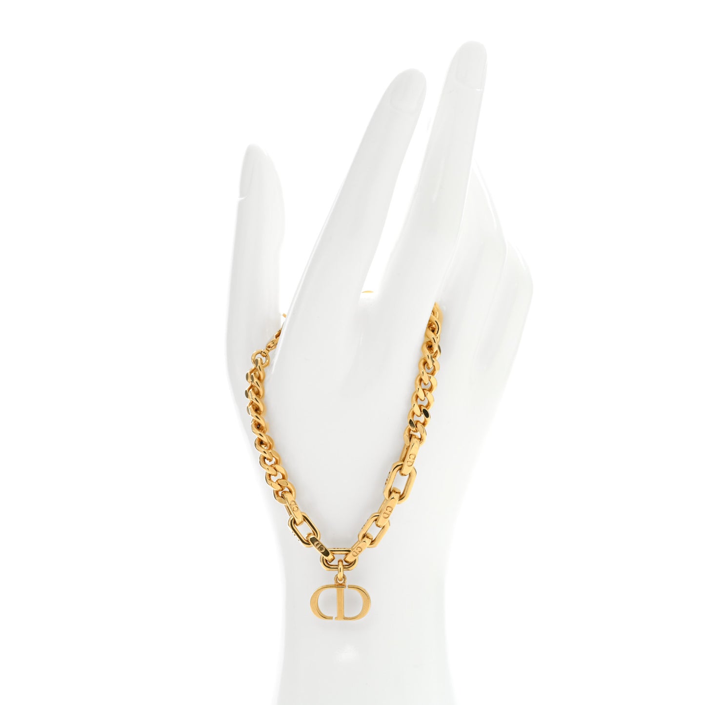 Metal CD Link Chain Bracelet Gold