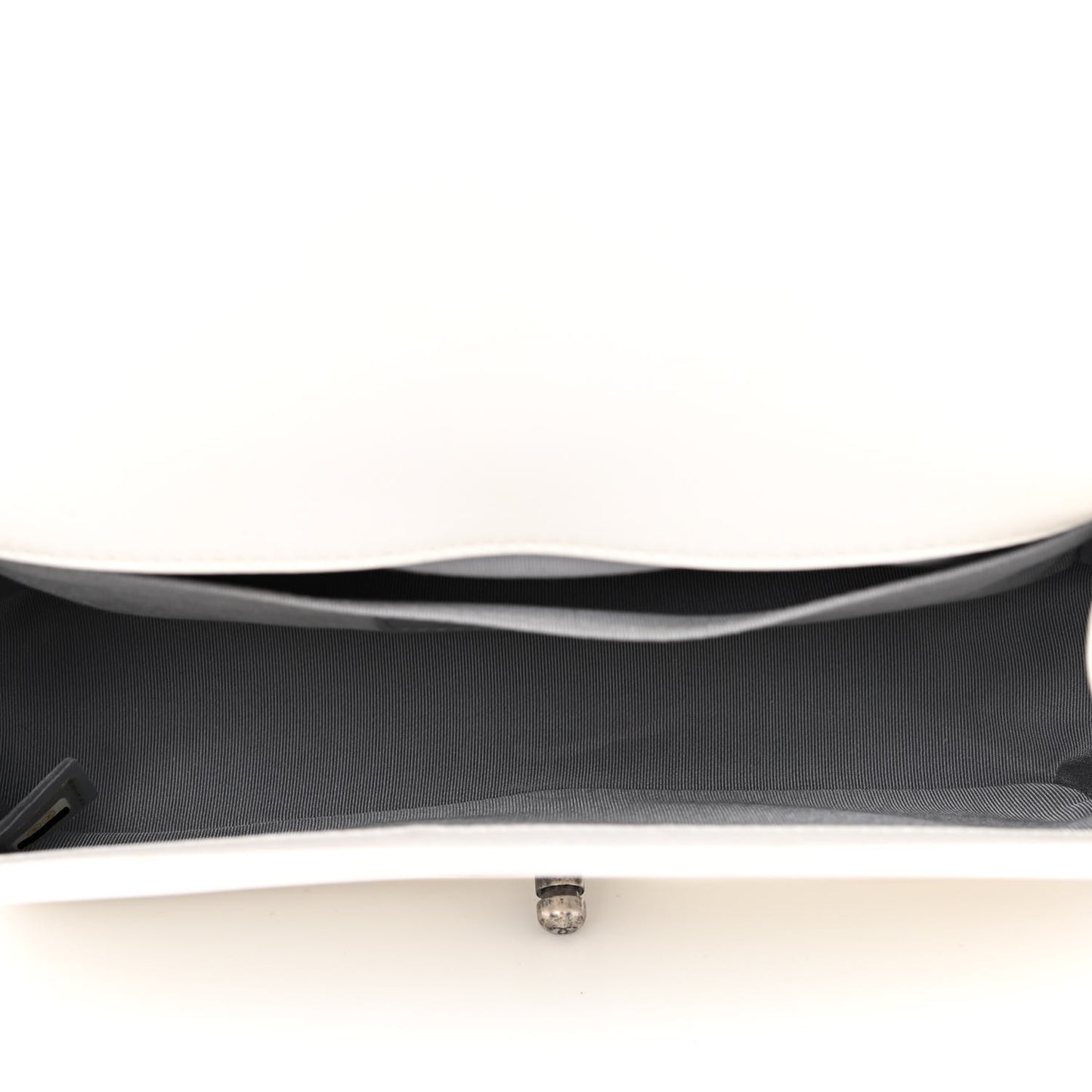 Calfskin Quilted Small Boy Flap White