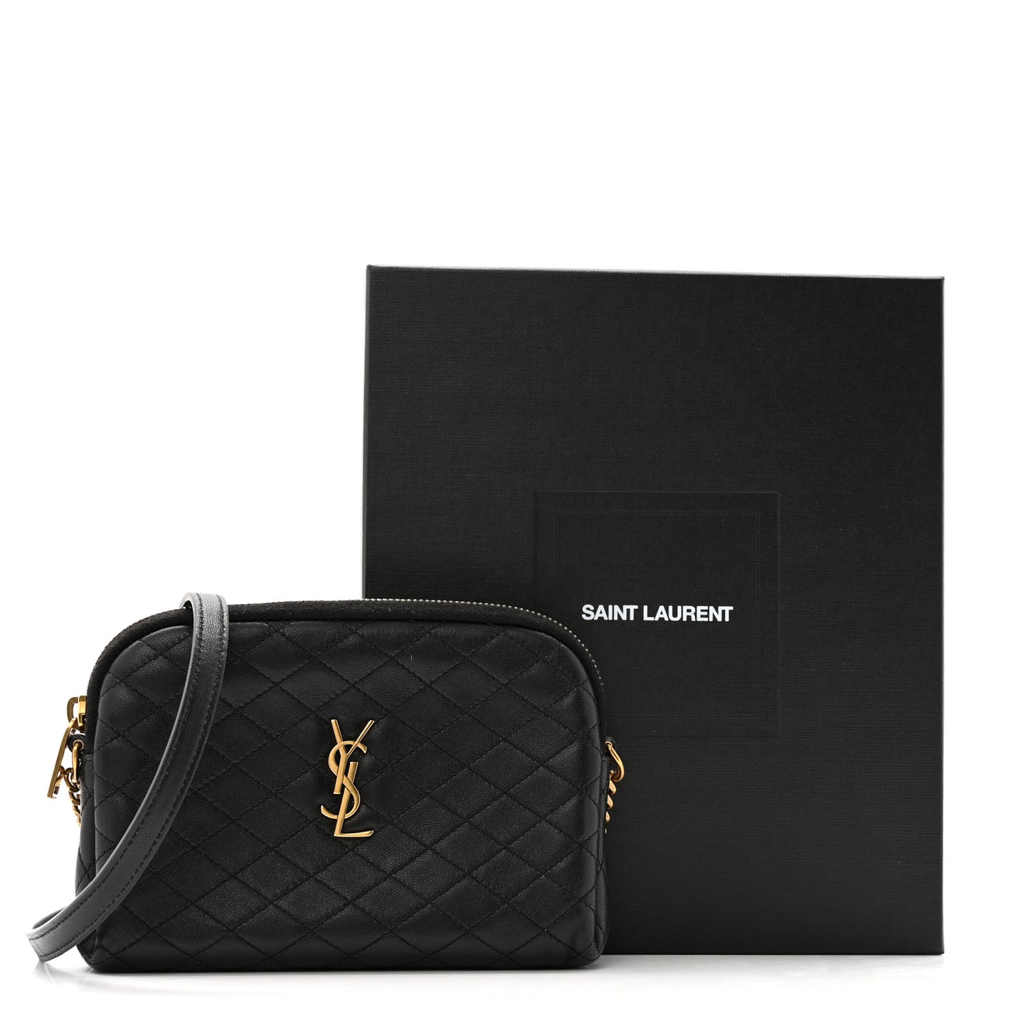 Lambskin Quilted Gaby Zipped Pouch Black
