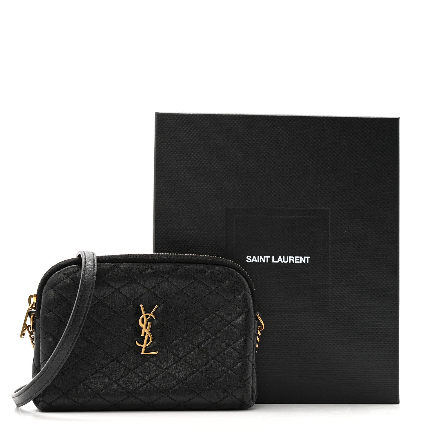 Saint Laurent Lambskin Quilted Gaby Zipped Pouch Black 14 of 14