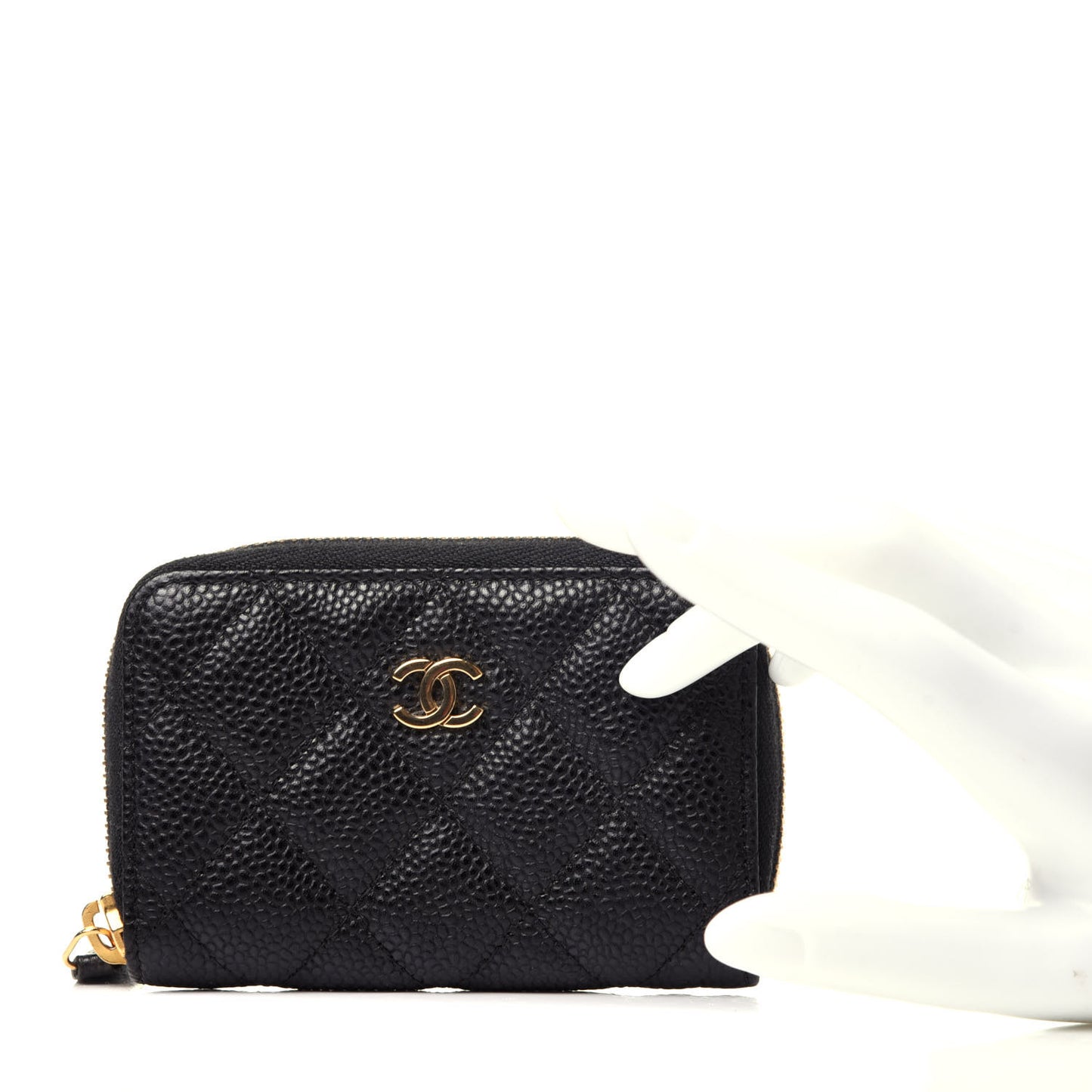 Caviar Quilted Zip Coin Purse Black