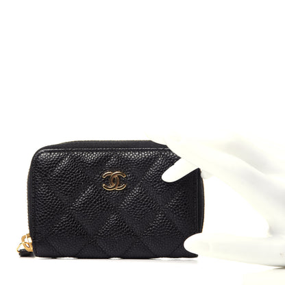 Chanel Caviar Quilted Zip Coin Purse Black 2 of 10