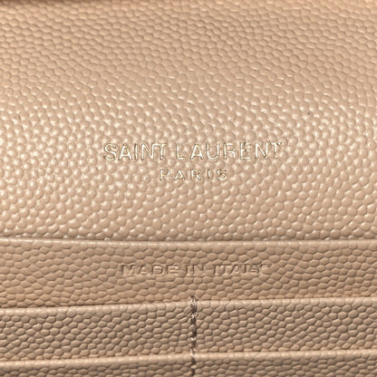 Saint Laurent Grain De Poudre Matelasse Chevron Monogram Chain Wallet Nude Powder 6 of 13