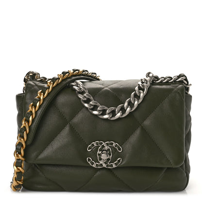 Chanel Lambskin Quilted Medium Chanel 19 Flap Khaki 1 of 10
