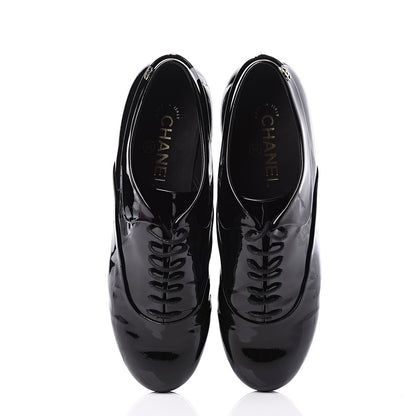 Chanel Patent Pearl CC Lace Up Oxfords 39 Black 5 of 11