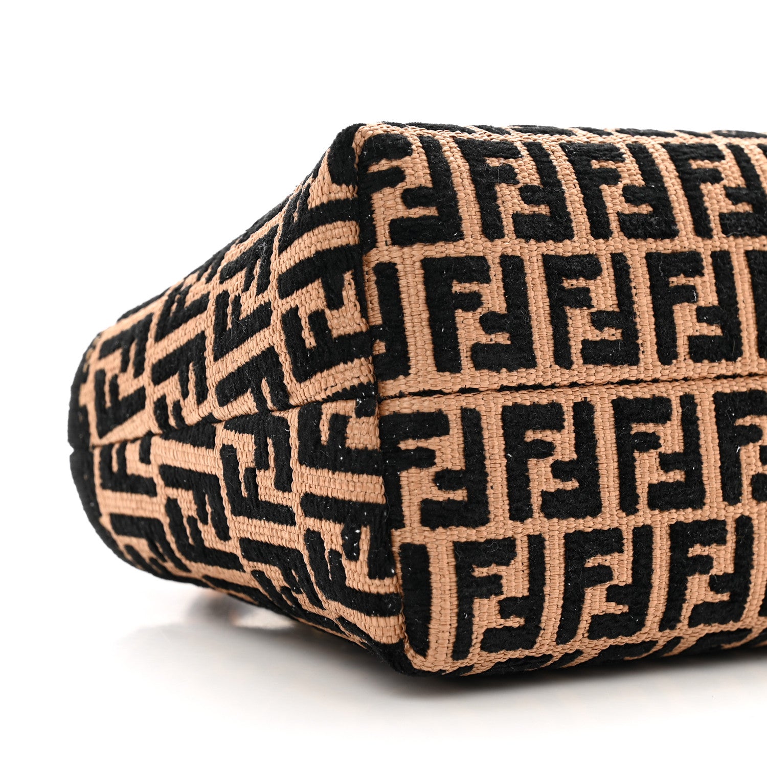 Fendi Raffia Chenille Vitello King Plexiglass Micro FF Mini By The Way Top Handle Boston Bag Naturale Black 8 of 9