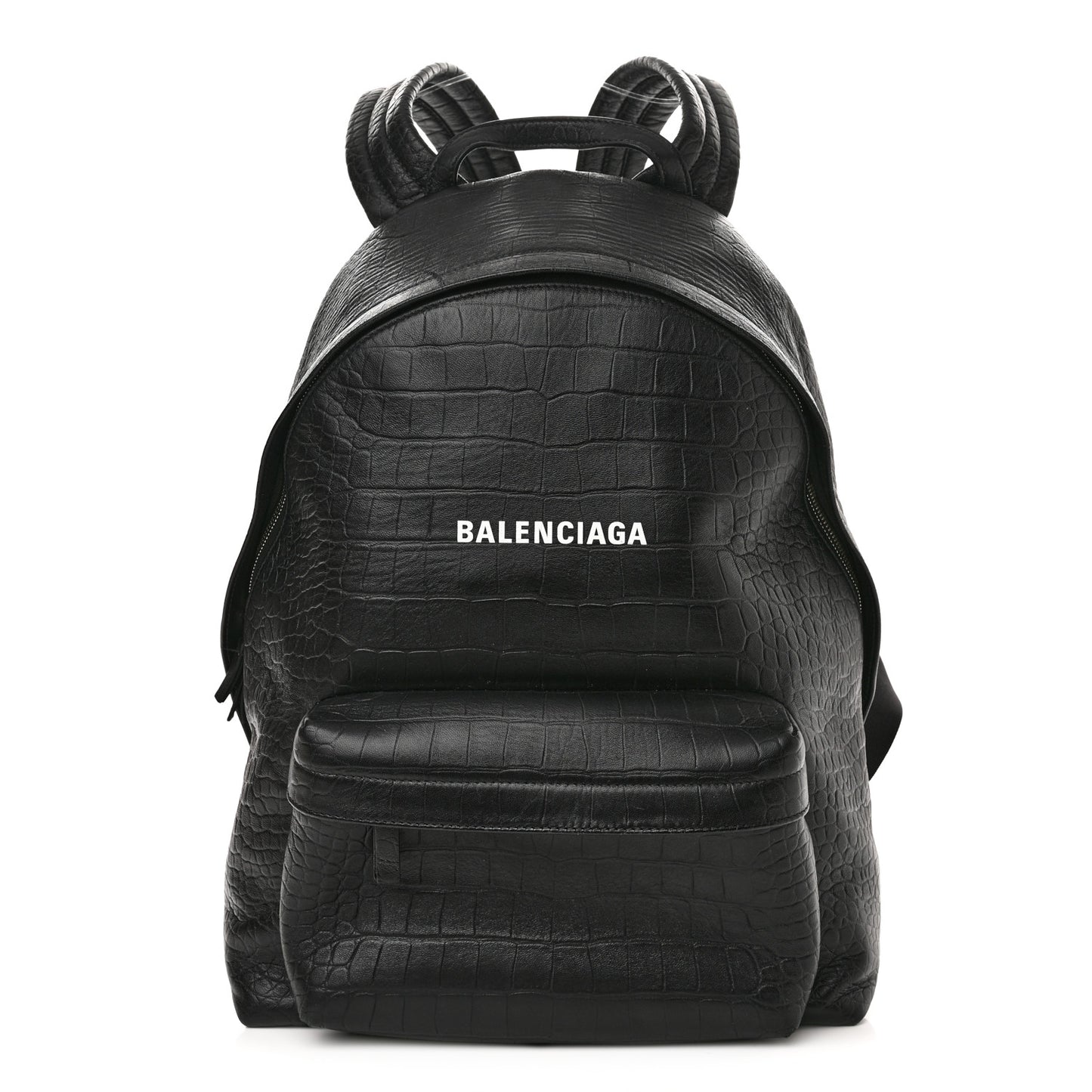Calfskin Logo Crocodile Embossed Everyday Backpack Black