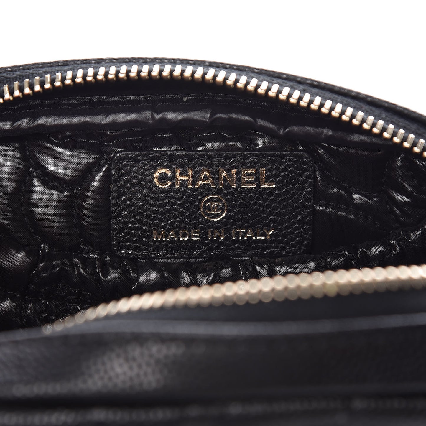 Caviar Camellia Embossed Small Cosmetic Case Black