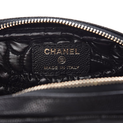 Chanel Caviar Camellia Embossed Small Cosmetic Case Black 6 of 7